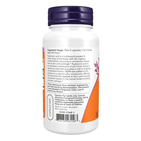 Гиалуроновая кислота + МСМ, Hyaluronic Acid 50mg+MCM - 120 vcaps 2022-10-2622 фото
