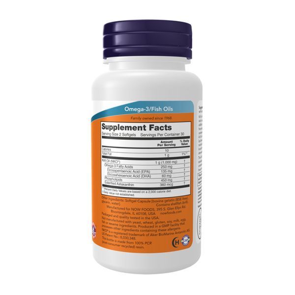 Омега-3 риб&rsquo;ячий жир 500мг Now Foods (Krill Oil) &mdash; 60 софтгелів 2023-10-5229 фото