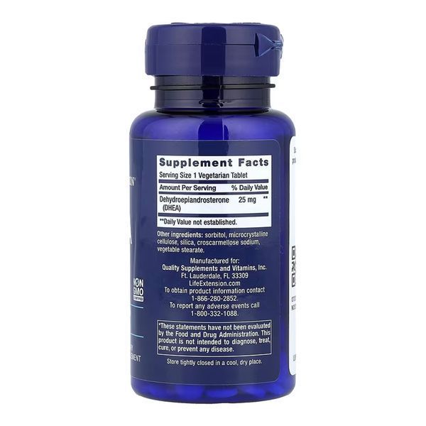 Дегідроепіандростерон, Life Extension DHEA 25 mg - 100 lozenges 2023-10-3212 фото