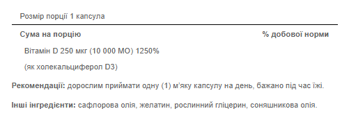 Витамин Д-3, Vitamin D3 250mcg (10000 IU) Mega-Potency - 200 softgels 100-74-9918088-20 фото