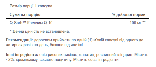 Коэнзим Q-10, Q-SORB&trade; Co Q-10 100mg - 120 caps 100-70-6934647-20 фото