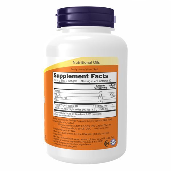 Нерафінована Кокосова олія, Coconut Oil 1000mg - 120 sgels 2022-10-2369 фото