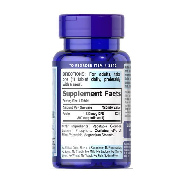 Фолат (Фолиевая кислота), Folate 1333 mcg DFE - 250 tabs 2023-10-2471 фото