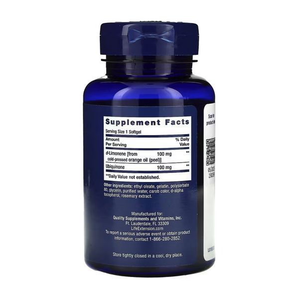 Super-Absorbable CoQ10 (Ubiquinone) with d-Limonene 100mg - 60 softgels 2022-10-1935 фото