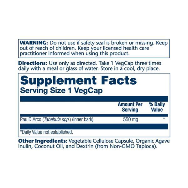 Кора муравьиного дерева, Solaray Pau D'Arco 550mg - 100 vcaps 2022-10-1780 фото