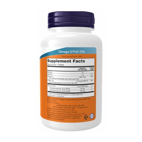Масло печени трески, Cod Liver Oil 1000mg - 180 sgels 2022-10-2376 фото