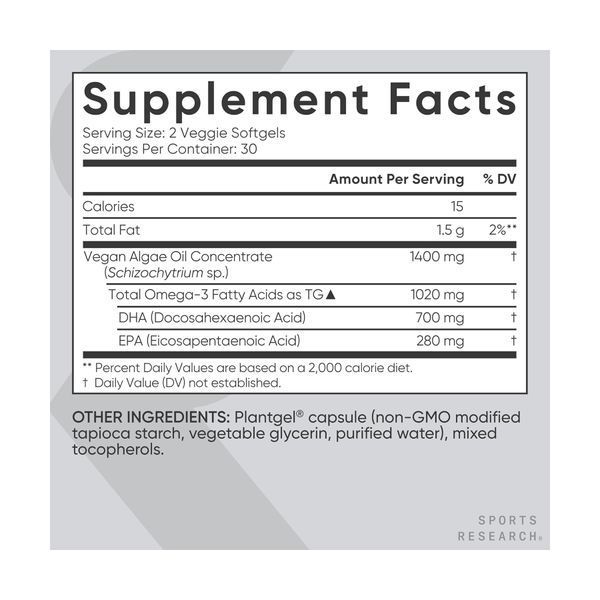 Веганська Омега-3, Vegan Omega-3 1400mg - 60 softgels 2023-10-4398 фото