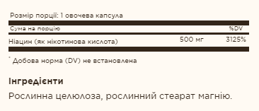Ниацин Витамин B3, Niacin (Vitamin B3) 500mg - 100 vcaps 2022-10-1535 фото