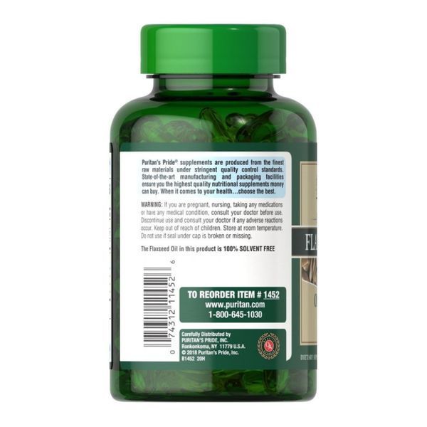 Натуральна лляна олія, Natural Flax Oil 1200mg - 120 softgels 2023-10-2181 фото