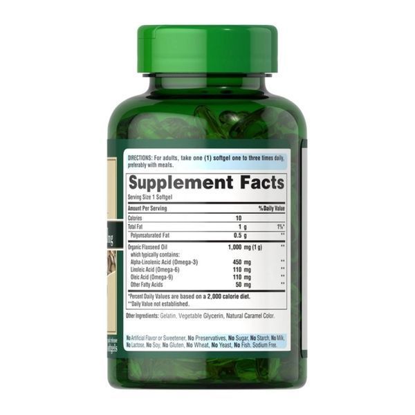 Натуральна лляна олія, Natural Flax Oil 1200mg - 120 softgels 2023-10-2181 фото