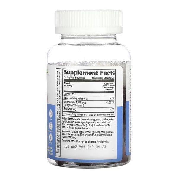 Витамин Б12 (для детей, без сахара), Vitamin B12 Kids Sugar Free - 60 gummies 2023-10-7292 фото