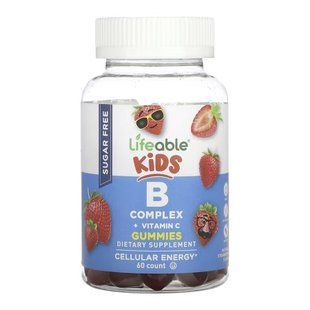 Комплекс витаминов группы Б с витамином С (без сахара), (B Complex + Vitamin C Kids Sugar Free - 60 gummies 2023-10-7293 фото