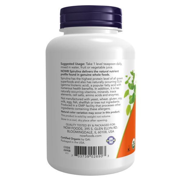 Органическая спирулина, Organic Spirulina Powder - 113g 2022-10-2601 фото