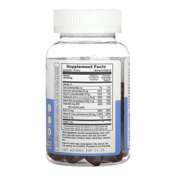Комплекс вітамінів групи Б з вітаміном С (без цукру), B Complex + Vitamin C Kids Sugar Free - 60 gummies 2023-10-7293 фото