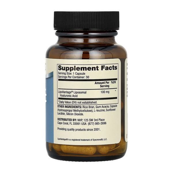 Липосомальная гиалуроновая кислота, Liposomal Hyaluronic Acid - 30 caps 2023-10-6807 фото