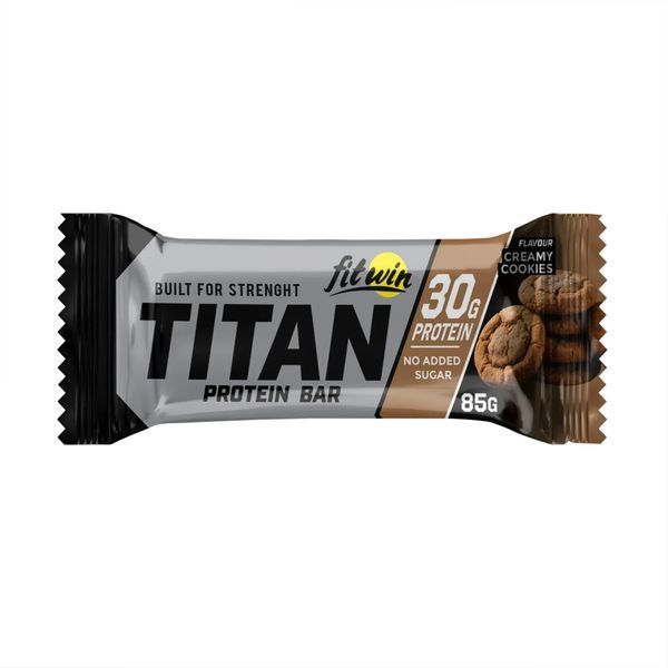 Протеиновые батончики FitWin TITAN BAR Butter Cookie &mdash; 9&times;85 г, 30 г белка в батончике 2024-11-0767 фото