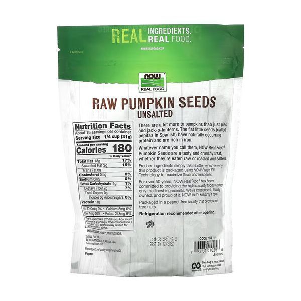 Насіння гарбуза сире, Pumkin Seeds Raw - 454g 2023-10-7546 фото