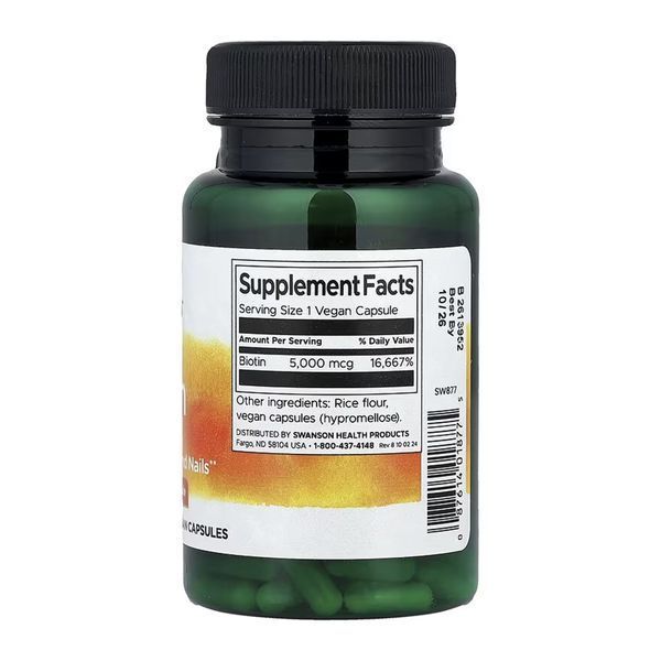 Біотин, Biotin 5000mcg - 100 caps 100-17-9652087-20 фото