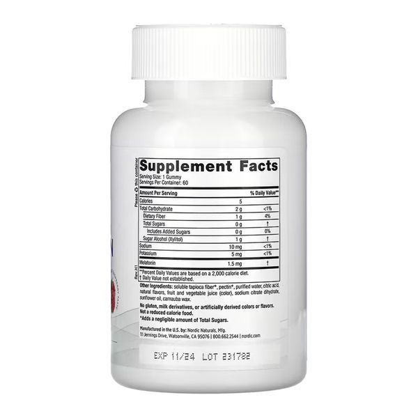 Мелатонін без цукру, Zero Sugar Melatonin - 60 gummies 2023-10-7850 фото