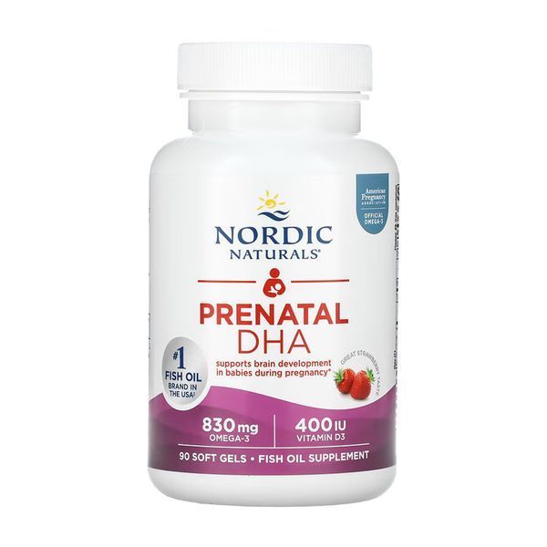 Омега-3 риб&rsquo;ячий жир Nordic Naturals (Prenatal DHA) &mdash; 90 софтгелів, полуниця, для серця, мозку та зору 2023-10-5948 фото