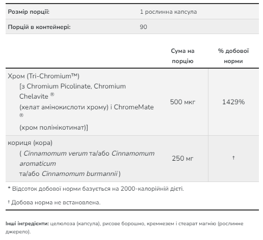 Хром, Tri-Chromium 500mcg - 90 vcaps 2022-10-1341 фото