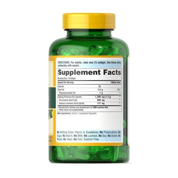 Олія 1300 мг Puritans Pride (Evening Primrose Oil with GLA) &mdash; 120 софтгелів 2023-10-4593 фото