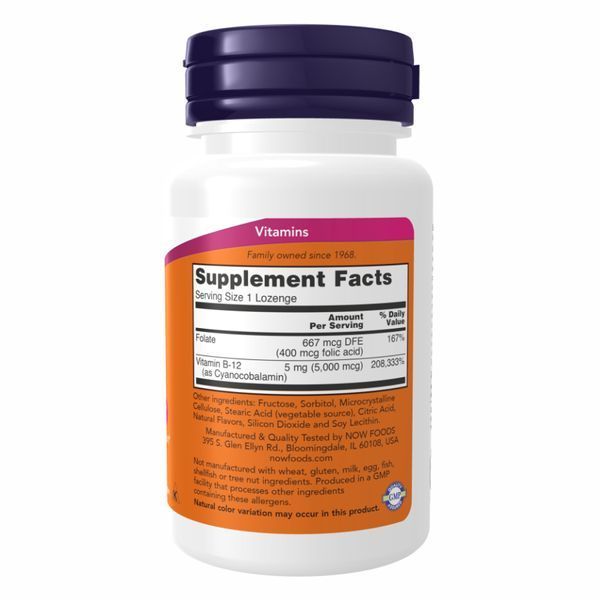 Вітамін B12 з фолієвою кислотою, B-12 5000mcg + Folic - 60 lozenges 2022-10-1429 фото