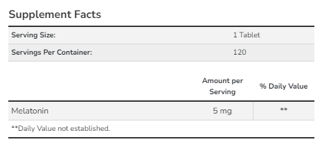 Мелатонін, Melatonin 5 mg - 120 tabs 2022-10-0107 фото
