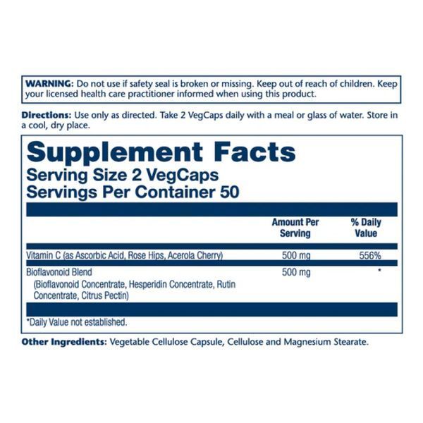 Витамин С с биофлавоноидами, Vitamin C & Bioflavonoids 1:1 500mg - 100 vcaps 2023-10-3153 фото