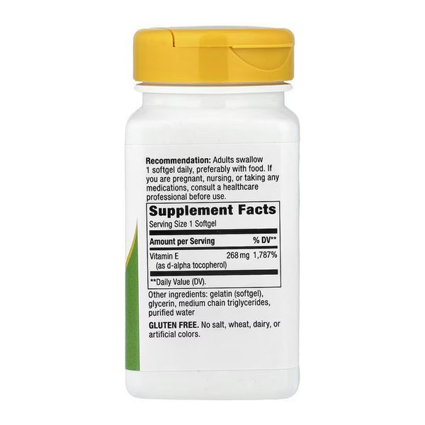 Вітамін E, Vitamin E D-Alpha Tocopherol - 100 Softgels 2023-10-6854 фото