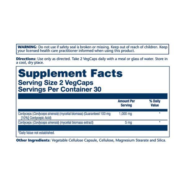 Кордицепс, Cordyceps Mushroom Extract 1000mg - 60 vcaps 2023-10-2131 фото