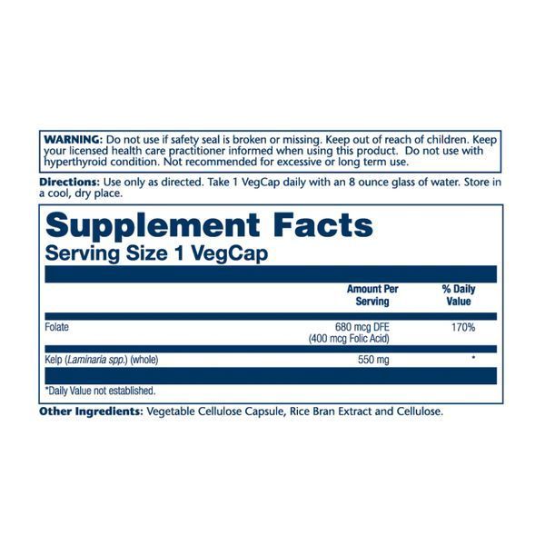Келп, Kelp Seaweed 550mg - 100 vcaps 2023-10-4422 фото