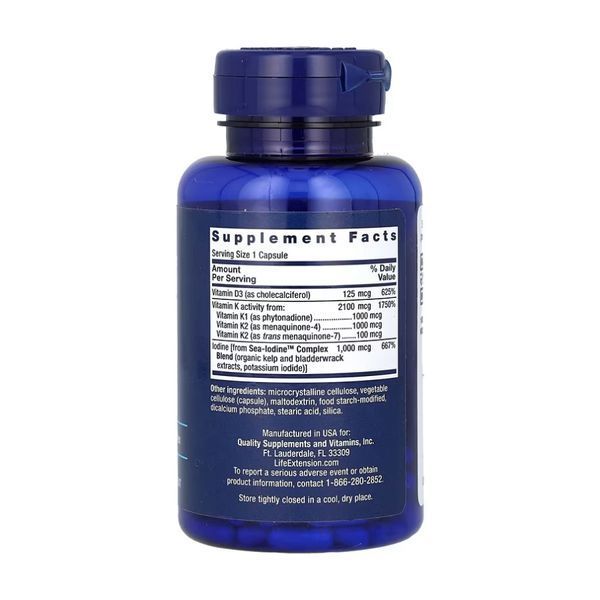 Вітамін Д3 і K з йодом, Vitamins D and K with Sea-Iodine&trade; - 60 caps 2022-10-1945 фото