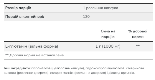 Л-Глютамин, L-Glutamine 1000mg - 240 vcaps 2022-10-1333 фото
