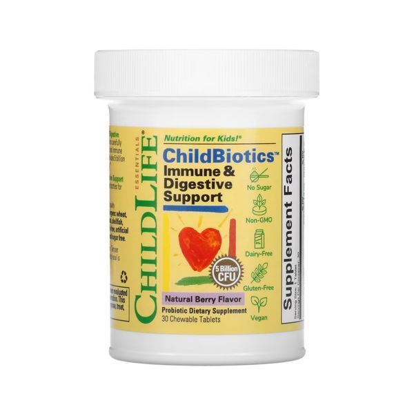 Підтримка імунітету та травної системи, ChildBiotics Immune + Digestive Support - 30 Chewable tabs Natural Berry 2023-10-3709 фото
