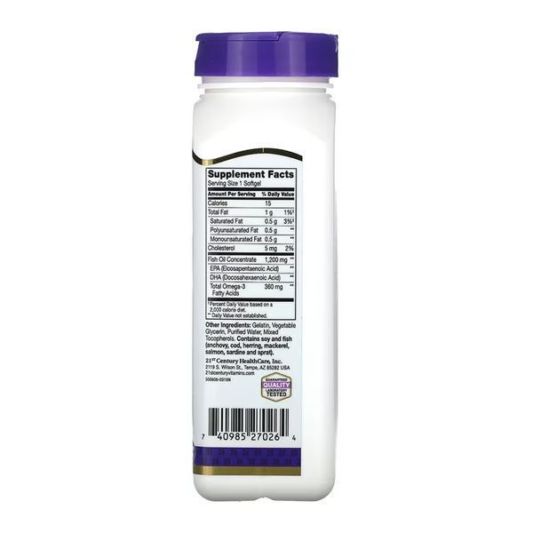 Омега 3, Fish Oil 1200 mg - 90 softgels 2023-10-7131 фото
