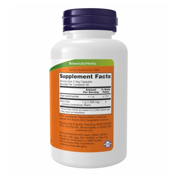 Кошачий коготь 500 мг NOW Foods Cat's Claw &mdash; 100 вегетарианских капсул | ⏳ Срок годности до 03.2027 2024-11-0775 фото