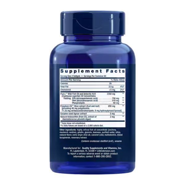 Омега-3, Super Omega-3 Plus EPA/DHA Fish Oil, Sesame Lignans, Olive Extract, Krill & Astaxanthin - 120 softgels 2023-10-2658 фото