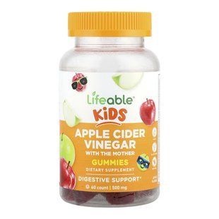 Яблучний оцет для дітей Lifeable (Apple Cider Vinegar with the Mother Kids) &mdash; 60 жувальних цукерок (До 06.26) 2023-10-7688 фото