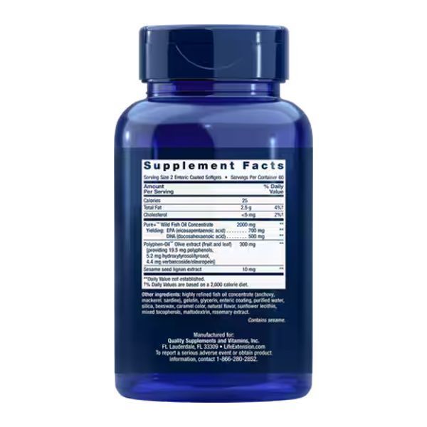 Супер Омега, Super Omega-3 EPA/DHA Fish Oil, Sesame Lignans & Olive Extract - 120 Enteric coated softgels 2023-10-2657 фото