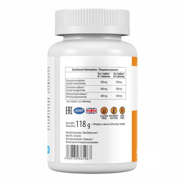 Глюкозамин Хондроитин МСМ, Glucosamine Chondroitin MSM - 90 tabs 2022-10-0500 фото
