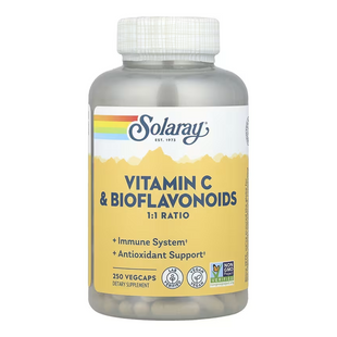 Витамин C и Биофлавоноиды Solaray (Vitamin C & Bioflavonoids 1:1) - 250 вегетарианских капсул. (До 09.26) 2023-10-7771 фото