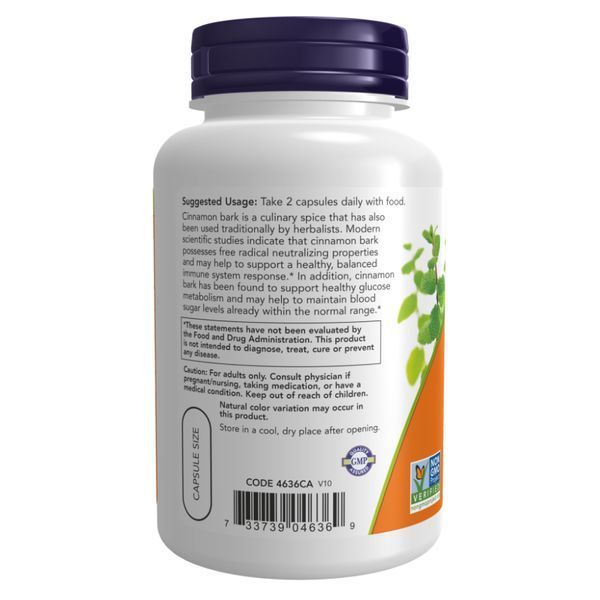 Кора кориці, Cinnamon Bark 600mg - 120 vcaps 2022-10-2639 фото