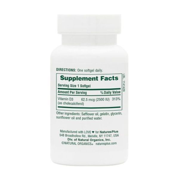 Витамин Д3, Vitamin D3 2500 IU - 90 softgels 2023-10-3224 фото