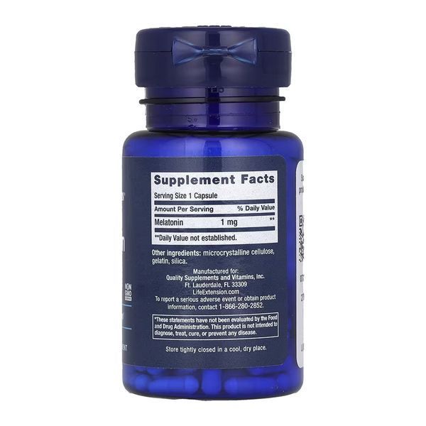 Мелатонин, Melatonin 1 mg - 60 caps 2024-11-0666 фото