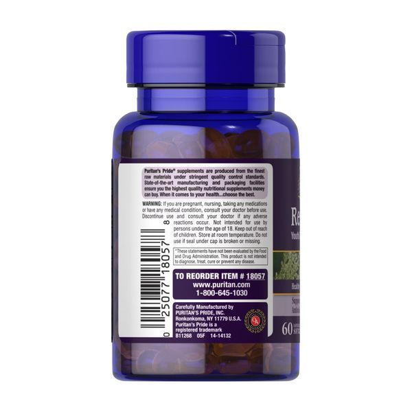 Ресвератрол, Resveratrol 100 mg - 60 softgels 2023-10-2481 фото