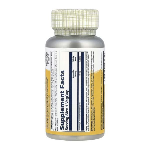 Витамин Б1 (Тиамин), Vitamin B-1 100mg - 100 vcaps 2023-10-6421 фото