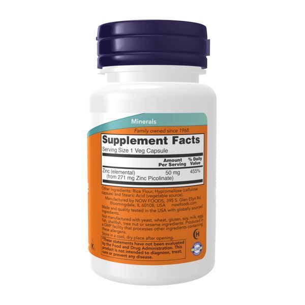 Цинк пиколинат, Zinc Picolinate 50 mg - 30 vcaps 2023-10-3279 фото