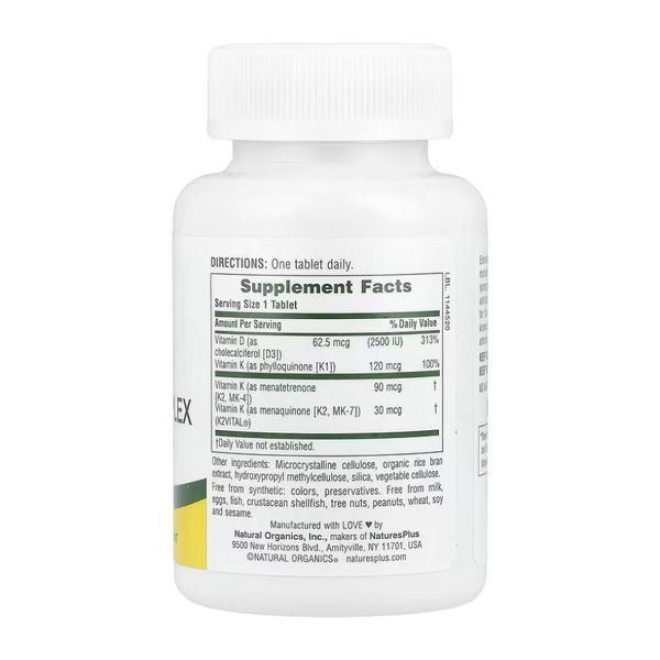 Витамин Д3 и К2, Vit D3 K2 2500 IU/120 mcg - 90 tabs 2023-10-2366 фото