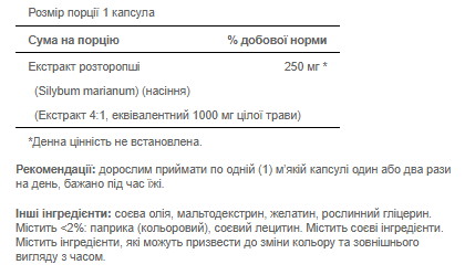 Экстракт Расторопши, Milk Thistle 4:1 Extract 1000mg - 180 softgels 100-20-8003125-20 фото
